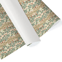 Rolls of "Boughs & Berries in Blush" gift wrap featuring botanical illustrations by Lisel Ashlock.