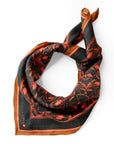 100% Silk Twill Scarf | Medium | Bright Mahogany Filigree