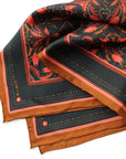 100% Silk Twill Scarf | Medium | Bright Mahogany Filigree