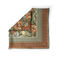 100% Silk Twill Scarf | Winter Orchard in Rust | Limited Edition