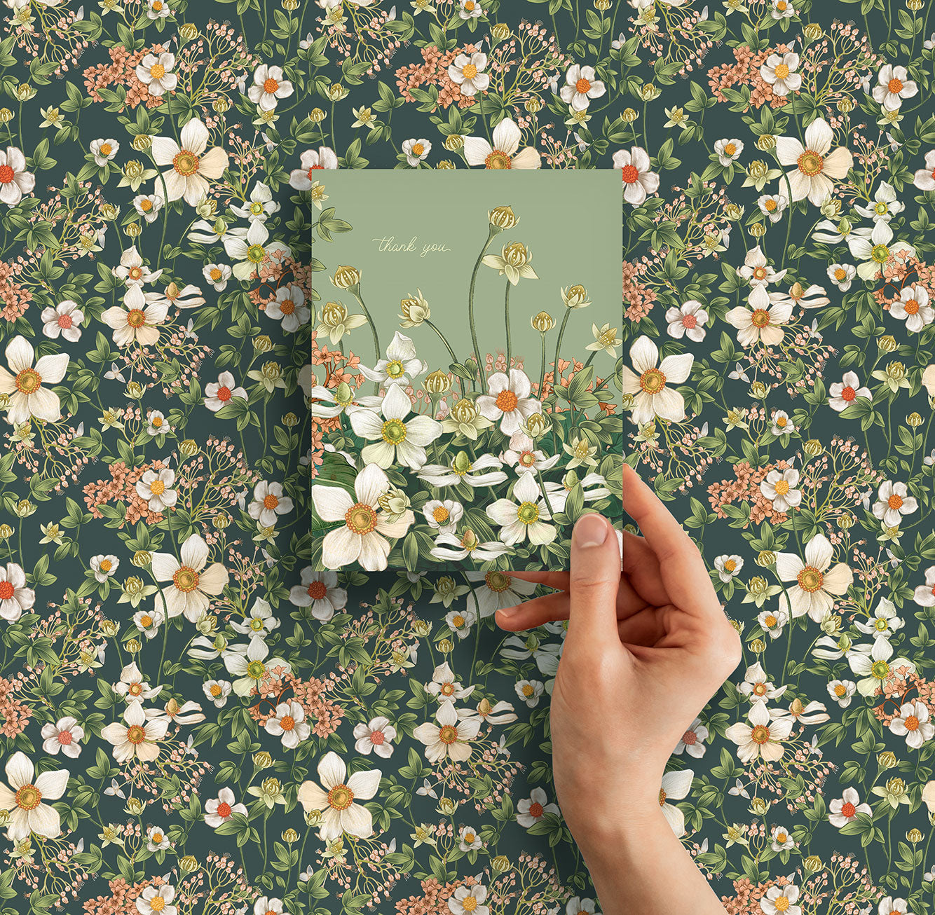 Thank You | Anemone Ceylon Green | Greeting Card – LINNA