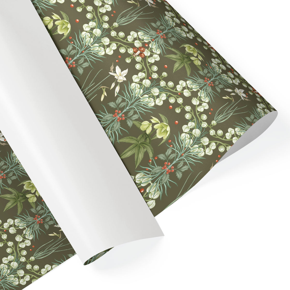 Winter Botanical Snowbells Gift Wrap