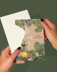 "Happy Holidays" Blush Winter Citrus Botanicals Greeting Card