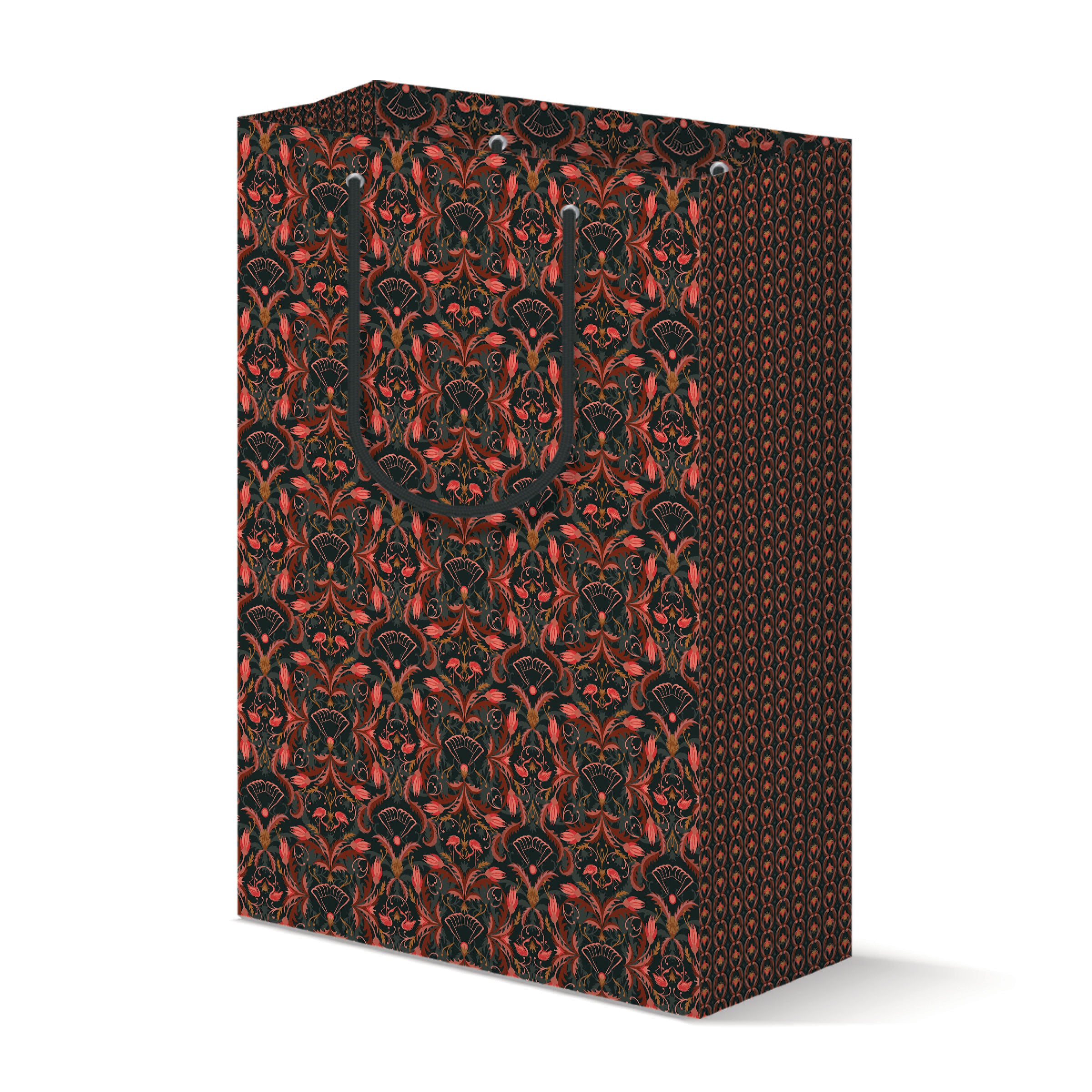 Gift Bag | Floral Filigree | Bright Mahogany