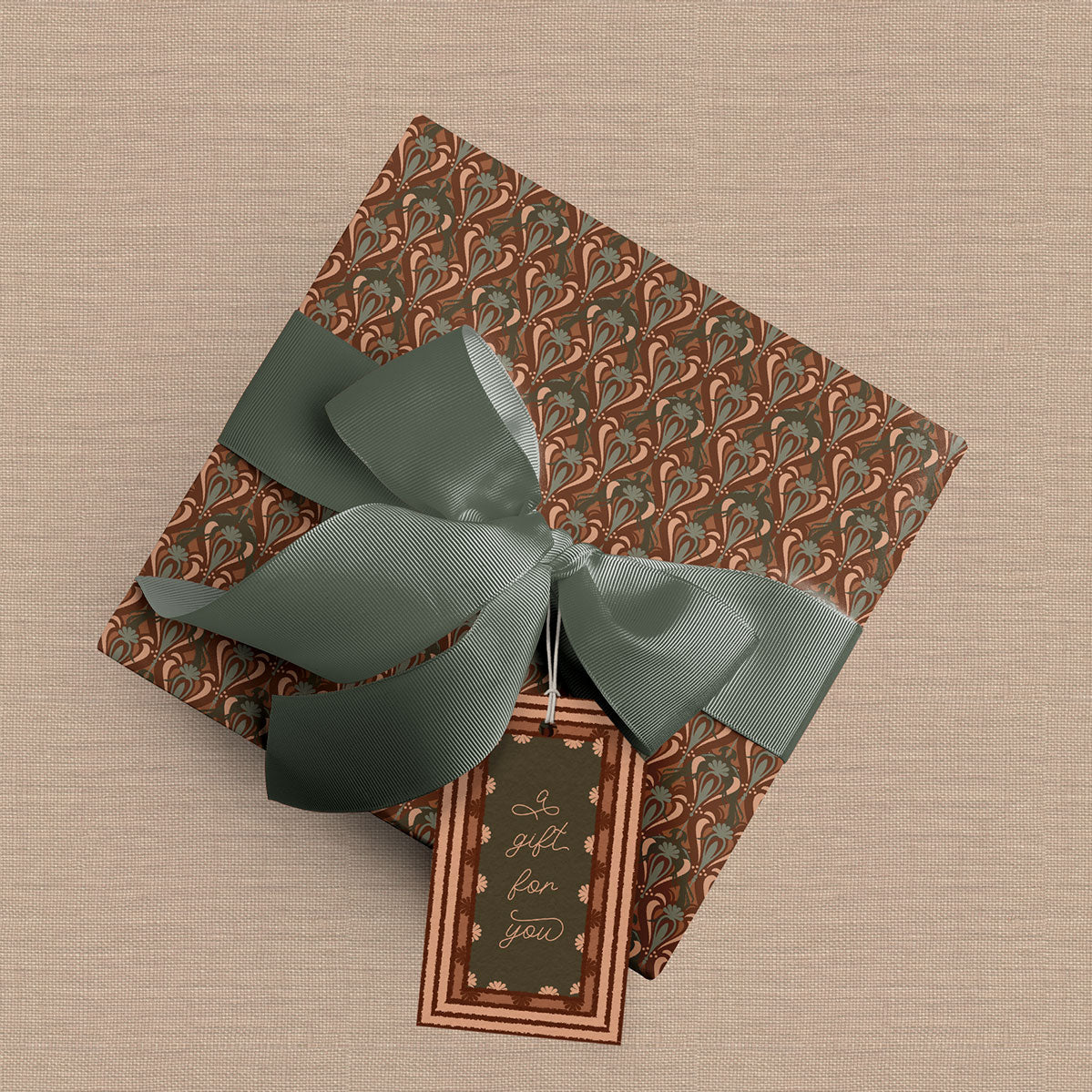 Gift Wrap | Pheasant Filigree | Rust