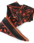 Large Silk Cotton Scarf: Floral Filigree in Bright Mahogany