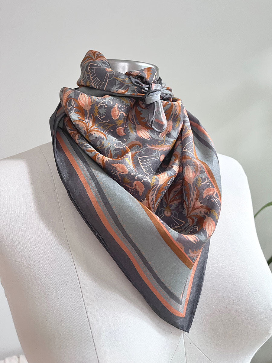 Silk Cotton Scarf | Medium | Apricot Filigree