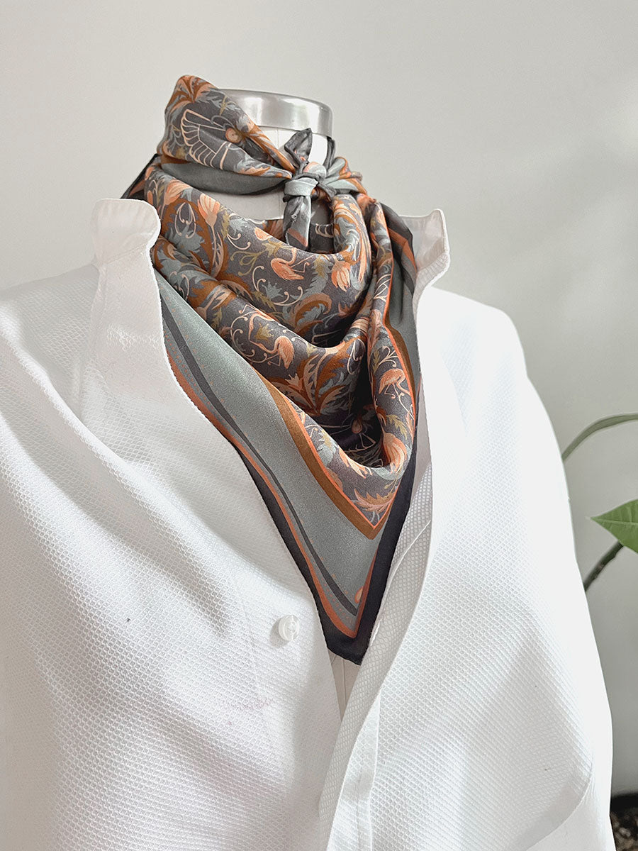 Silk Cotton Scarf | Medium | Apricot Filigree
