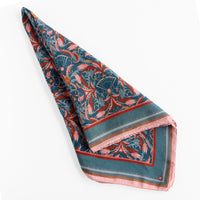 Silk Cotton Scarf | Medium | Blue Rose Filigree