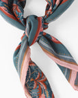Silk Cotton Scarf | Medium | Blue Rose Filigree