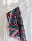 Silk Cotton Scarf | Medium | Blue Rose Filigree
