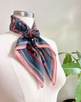 Silk Cotton Scarf | Medium | Blue Rose Filigree