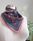 Silk Cotton Scarf | Medium | Blue Rose Filigree