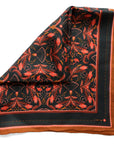 100% Silk Twill Scarf | Medium | Bright Mahogany Filigree