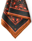 100% Silk Twill Scarf | Medium | Bright Mahogany Filigree