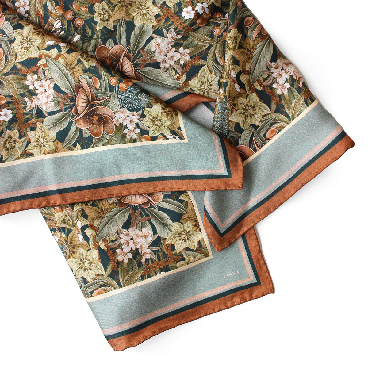 100% Silk Twill Scarf | Medium | Midnight Hellebore