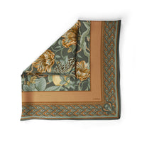 100% Silk Twill Scarf | Winter Orchard in Azure | Limited Edition