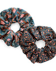 Silk Scrunchie | Blue Rose Filigree