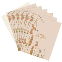 Stack of thank you greeting cards featuring botanical illustrations of wildflowers and a bird in warm earth tones. Illustrated by Lisel Ashlock.