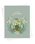 "Season's Greetings" Light Blue Floral Greeting Card