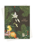 "Happy Holidays" Moss Winter Citrus Botanicals Greeting Card