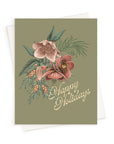 "Happy Holidays" Mossy Hellabore Greeting Card