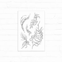 Pen sketch of stylized seaweed and sea plants with flowing, organic forms. Illustrated by Lisel Ashlock.